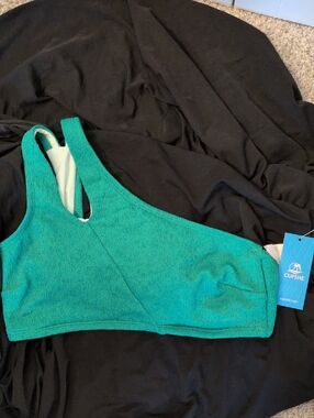 Cupshe Green Asymmetric One-ShoulderBathing Suit  Top